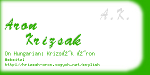 aron krizsak business card
